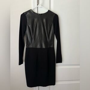 Antonio Melani  Leather Knit Dress Size 0 Black Career Minimalist Office NWT
